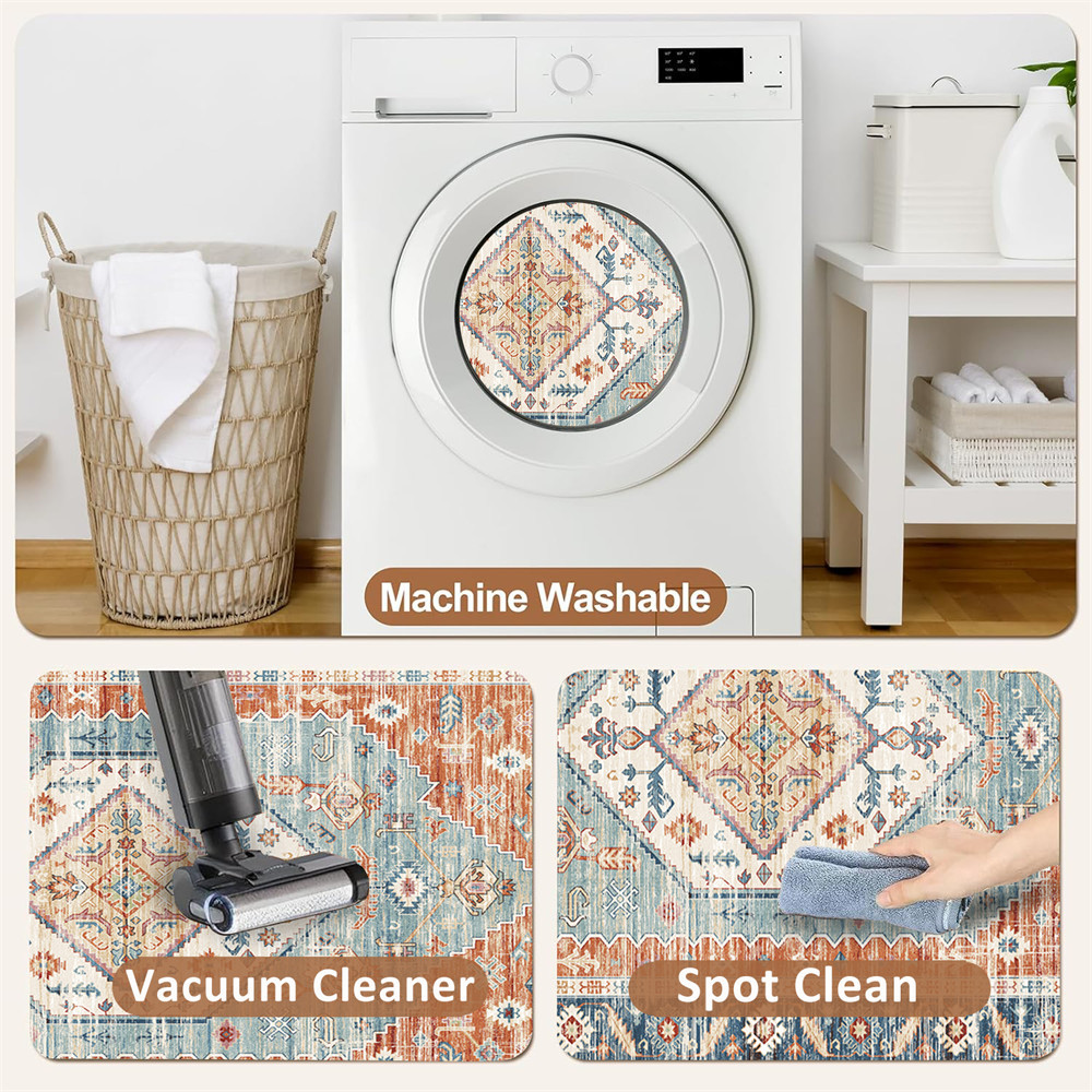 Soft Machine Washable Low-Pile Faux Cashmere Carpet for High Traffic (4)