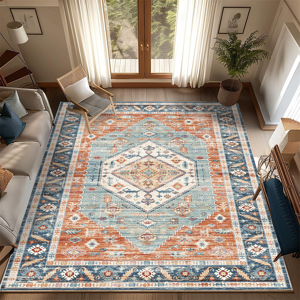 Soft Machine Washable Low-Pile Faux Cashmere Carpet for High Traffic (1)