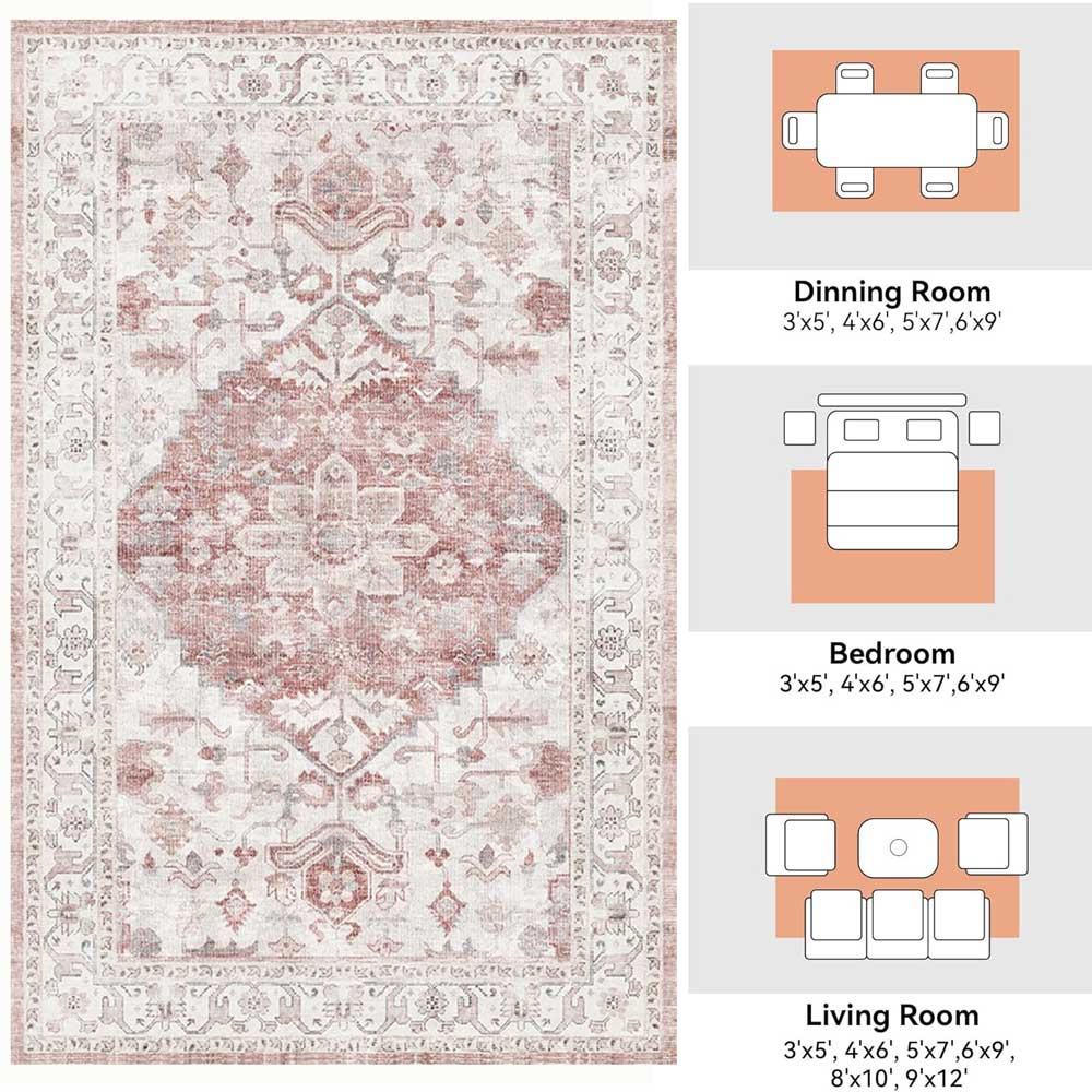 Vintage Washable and Folding Non Slip Super Soft Area Rug (6)