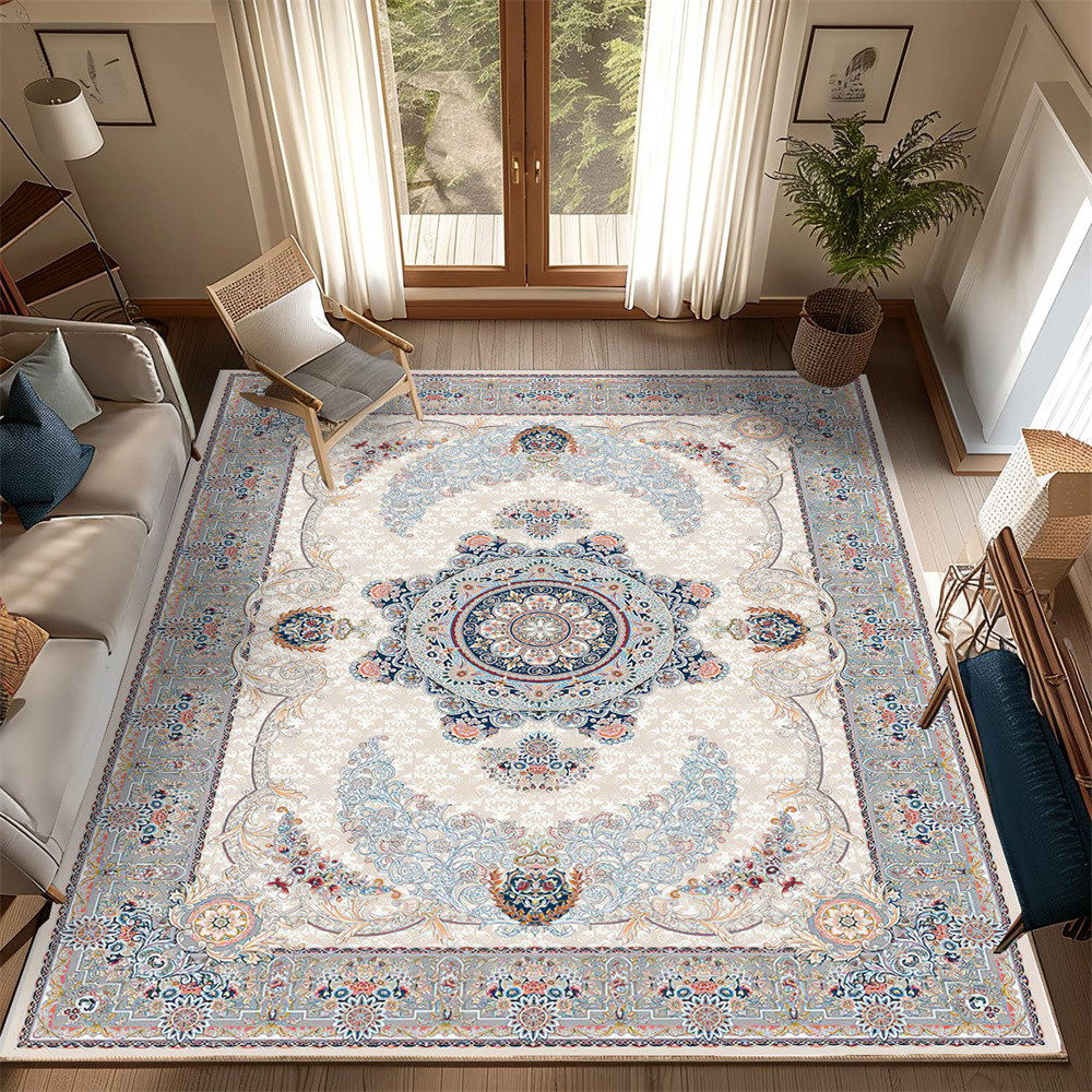 Soft Machine Washable Low-Pile Faux Cashmere Carpet for High Traffic