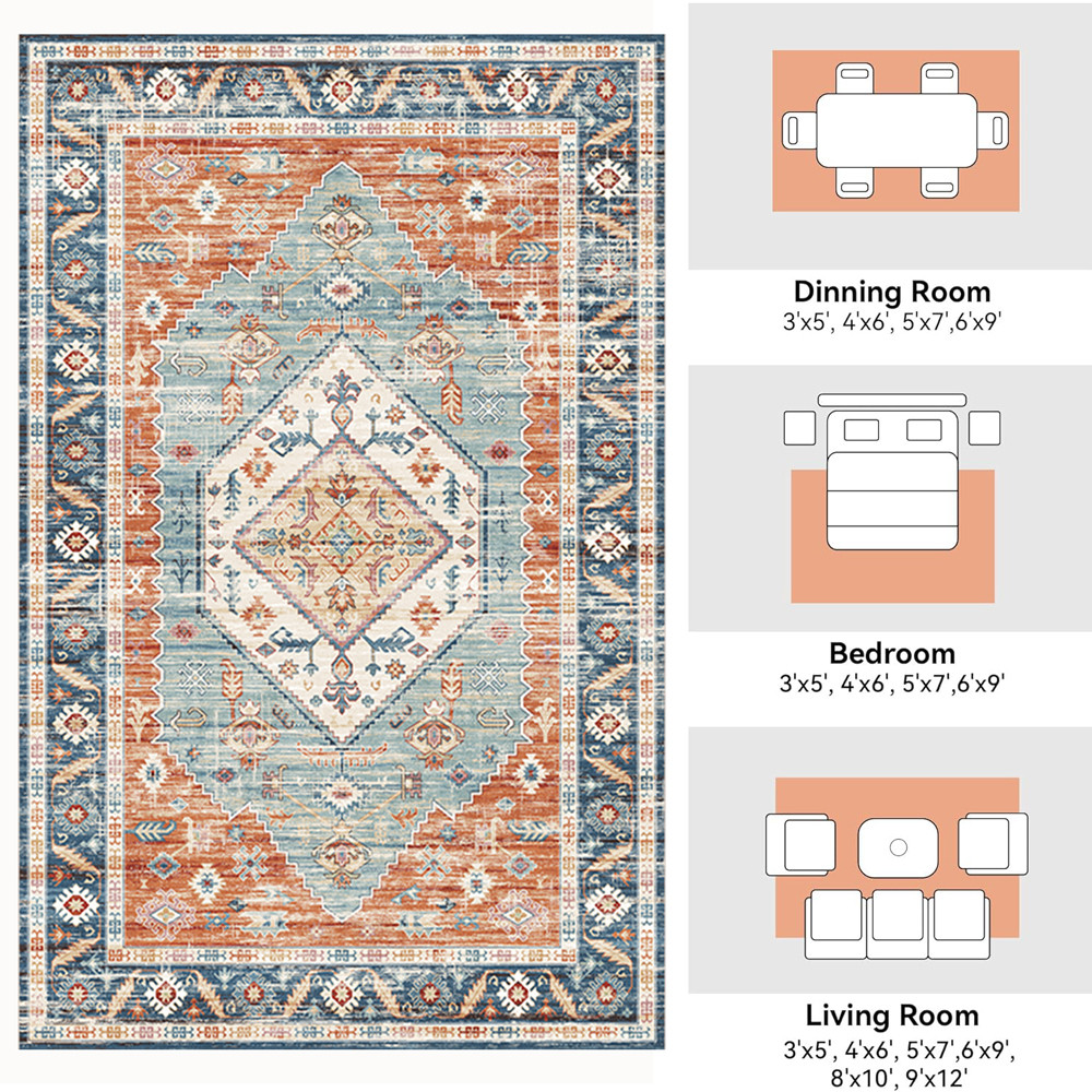 Soft Machine Washable Low-Pile Faux Cashmere Carpet for High Traffic (6)