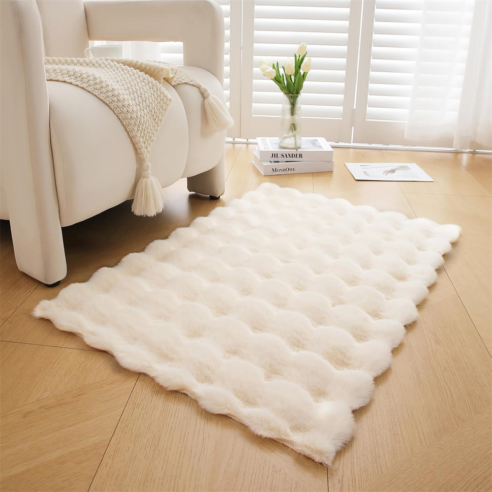 Bubble Faux Rabbit Fur Carpets Simplicity Solid Co01