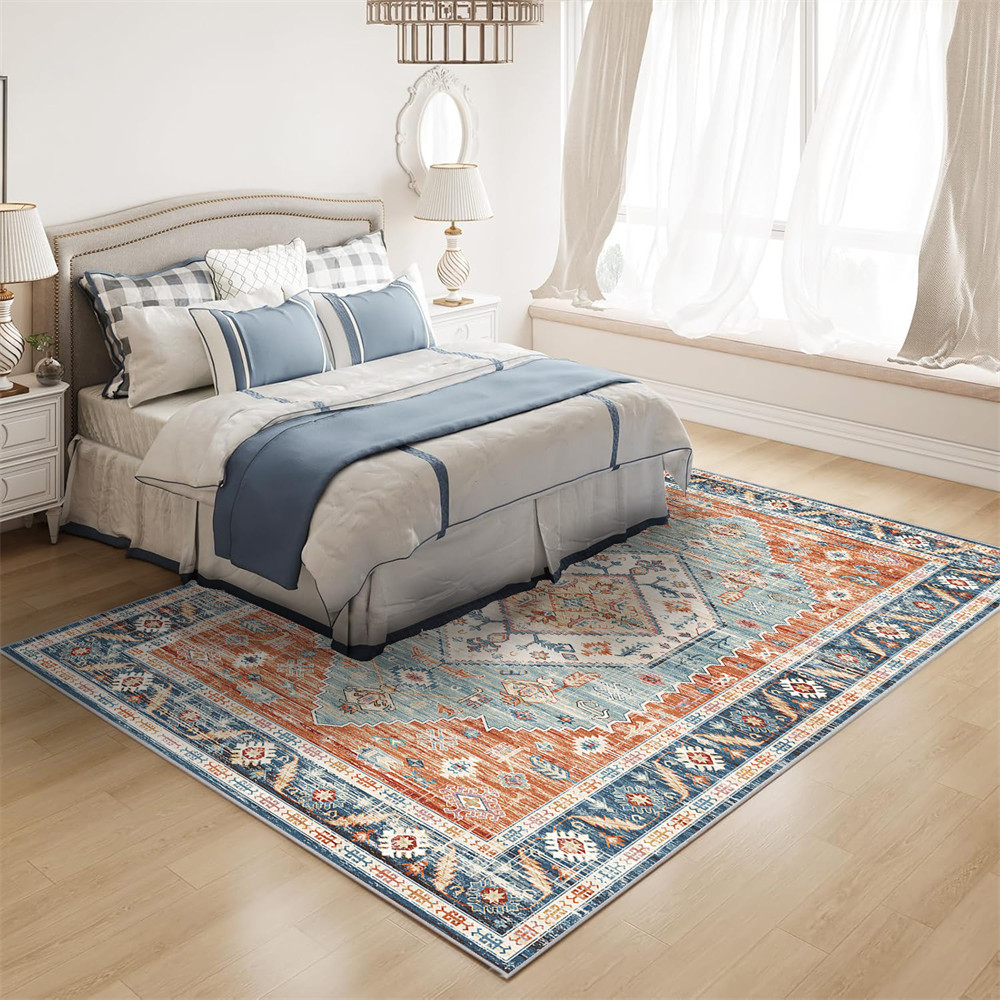 Soft Machine Washable Low-Pile Faux Cashmere Carpet for High Traffic (2)